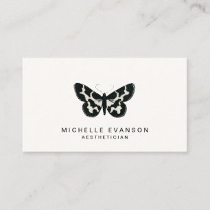 Tarjeta De Visita Logotipo elegante de mariposa blanca y negra moder