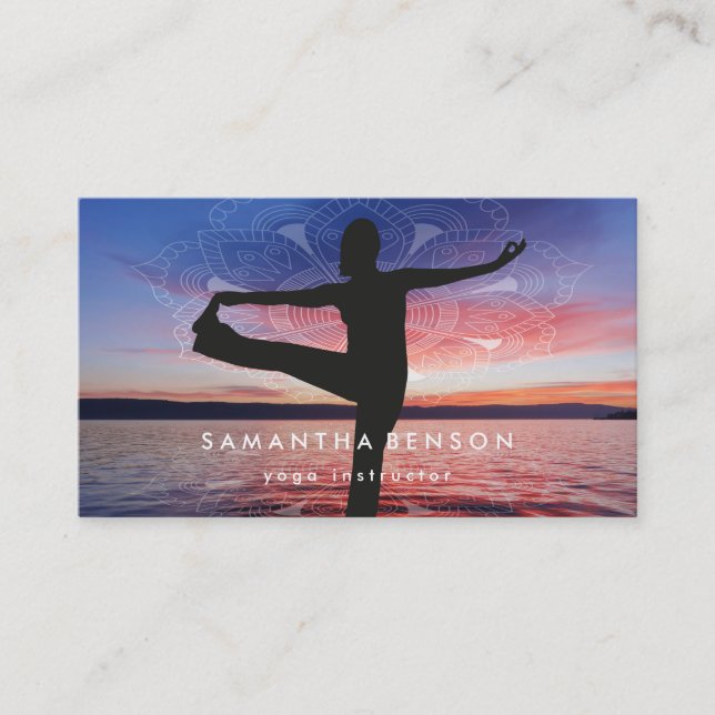 Tarjeta De Visita Logotipo elegante Meditación del Yoga (Anverso)