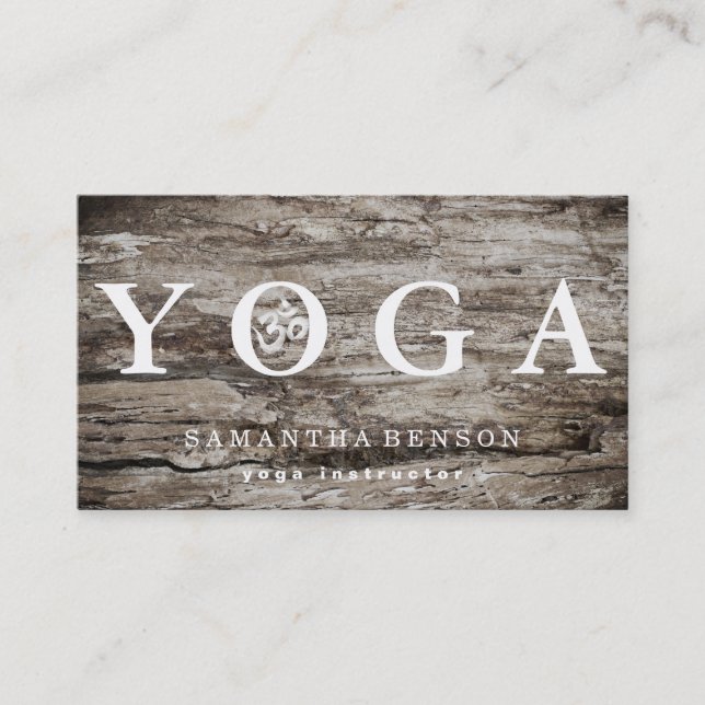 Tarjeta De Visita Logotipo elegante Yoga Meditación Madera (Anverso)