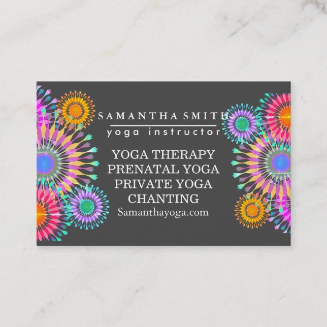 Tarjeta De Visita Logotipo elegante Yoga Meditation Lotus Flowers (Anverso)