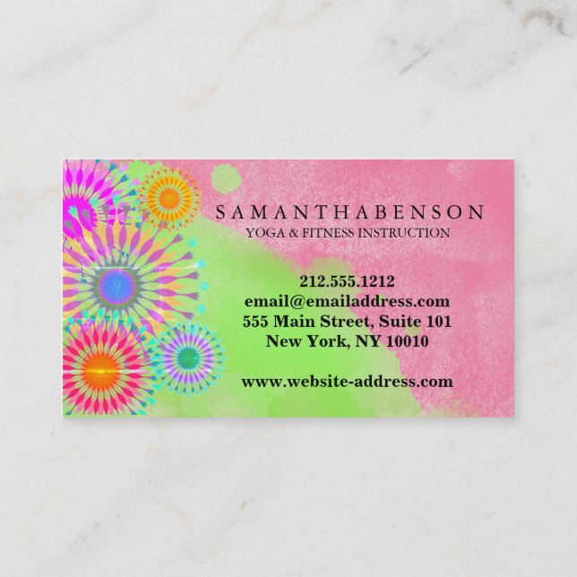 Tarjeta De Visita Logotipo elegante Yoga Meditation Lotus Flowers (Reverso)