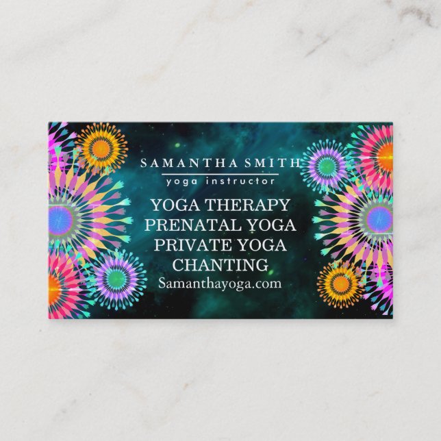 Tarjeta De Visita Logotipo elegante Yoga Meditation Lotus Flowers (Anverso)