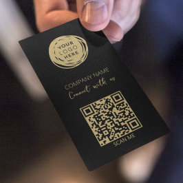 Tarjeta De Visita Logotipo empresarial código QR negro moderno