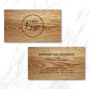 Tarjeta De Visita Logotipo Empresarial Foto de Madera de Roble