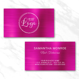 Tarjeta De Visita Logotipo Empresarial Hojas de Faux Rosa Caliente O
