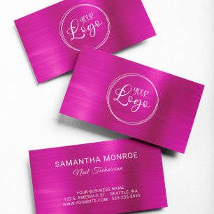 Tarjeta De Visita Logotipo Empresarial Hojas de Faux Rosa Caliente O