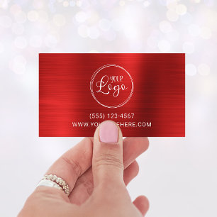 Tarjeta De Visita Logotipo Empresarial Holografía Rojo Brillante Fal