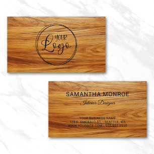 Tarjeta De Visita Logotipo Empresarial Madera de Teca Foto Negra
