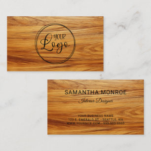 Tarjeta De Visita Logotipo Empresarial Madera de Teca Foto Negra