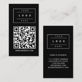 Tarjeta De Visita Logotipo empresarial negro personalizado y código 