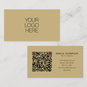 Tarjeta De Visita Logotipo Empresarial Profesional Código QR Marrón