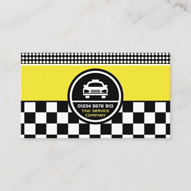 Tarjeta De Visita Logotipo en círculo del taxi blanco, lista de prec (Anverso)
