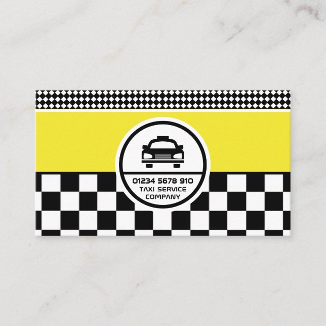 Tarjeta De Visita Logotipo en círculo del taxi negro, lista de preci (Anverso)