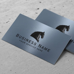 Tarjeta De Visita Logotipo equino ecuestre azul turbio y moderno ecu