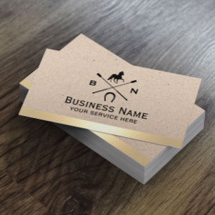 Tarjeta De Visita Logotipo equino ecuestre de caballos Frontera dora