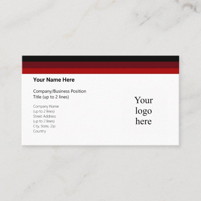 Tarjeta De Visita Logotipo estándar para rojos negros y profundos (Anverso)