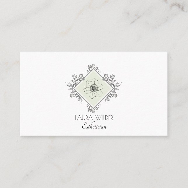 Tarjeta De Visita Logotipo estético floral (Anverso)