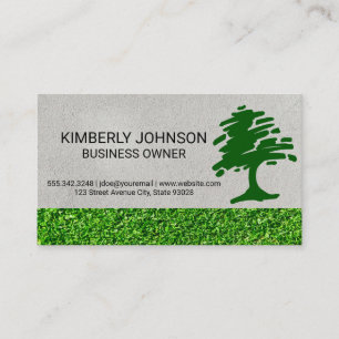 Tarjeta De Visita Logotipo Estilizado de Árbol   Cuidado de Césped