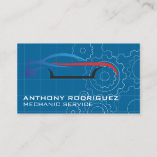 Tarjeta De Visita Logotipo Estilizado de Coche Deportivo   Engranaje