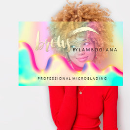 Tarjeta De Visita Logotipo Eyebrow Código de microblando del Hologra