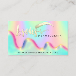 Tarjeta De Visita Logotipo Eyebrow Microblando Holograma QR Arcoiris