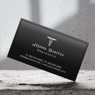 Tarjeta De Visita Logotipo Farmacéutico Caduceus Profesional Oscuro