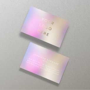 Tarjeta De Visita Logotipo Femenino moderno iridiscente holográfico
