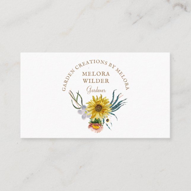 Tarjeta De Visita Logotipo floral de jardener (Anverso)
