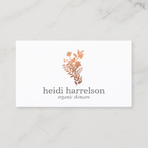 Tarjeta De Visita Logotipo floral de oro Rosa en blanco