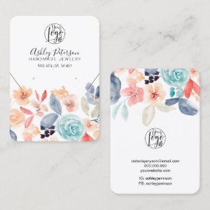 Tarjeta De Visita Logotipo floral de tierra retro collar de joyas