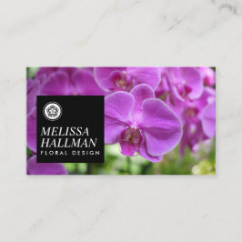 Tarjeta De Visita Logotipo floral minimalista de lujo con orquídeas 