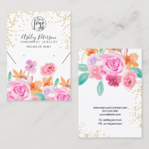 Tarjeta De Visita Logotipo floral silvestre dorado collar de jaulas