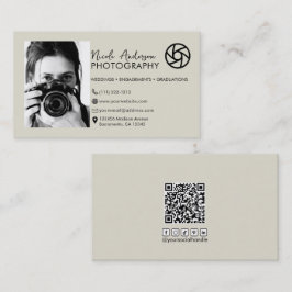 Tarjeta De Visita Logotipo frontal minimalista moderno beige Fotogra