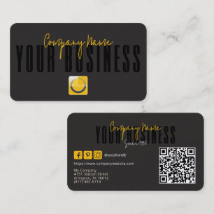 Tarjeta De Visita Logotipo genérico negro amarillo moderno sofistica