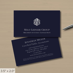 Tarjeta De Visita Logotipo geométrico Dark Blue Silver