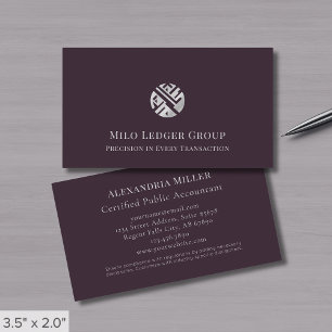 Tarjeta De Visita Logotipo geométrico Dark Purple Silver