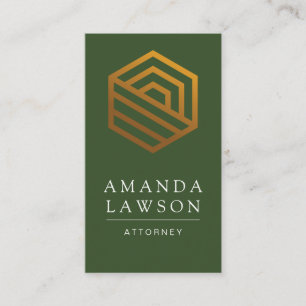 Tarjeta De Visita Logotipo geométrico Gold   Green