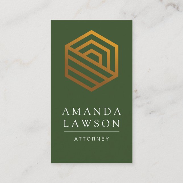 Tarjeta De Visita Logotipo geométrico Gold | Green (Anverso)