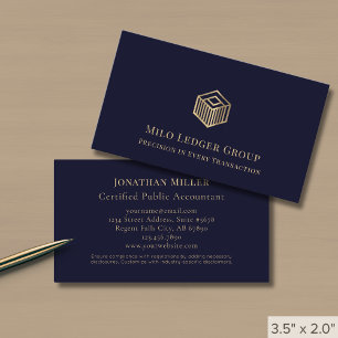 Tarjeta De Visita Logotipo geométrico Navy Blue Gold