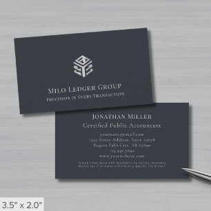 Tarjeta De Visita Logotipo Geométrico Profesional Plata Moderno