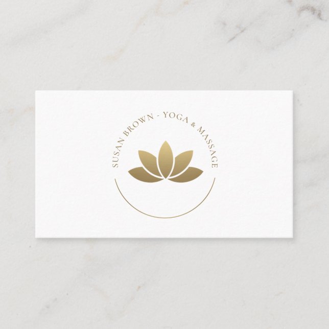 Tarjeta De Visita Logotipo Gold Lotus Flower (Anverso)