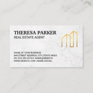 Tarjeta De Visita Logotipo Gold Modern Real Estate