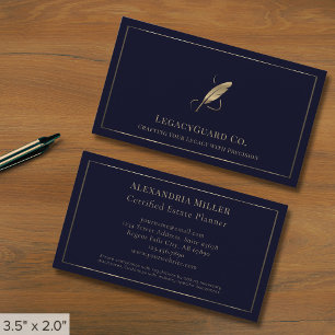 Tarjeta De Visita Logotipo Gold Quill de lujo