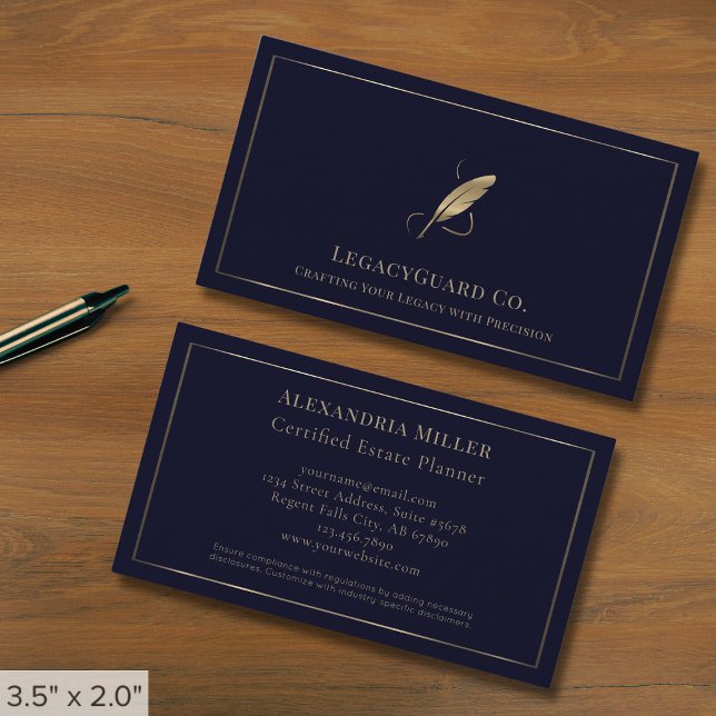 Tarjeta De Visita Logotipo Gold Quill de lujo (Subido por el creador)
