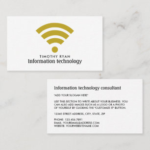 Tarjeta De Visita Logotipo Gold Wi-Fi, tecnología de la información,