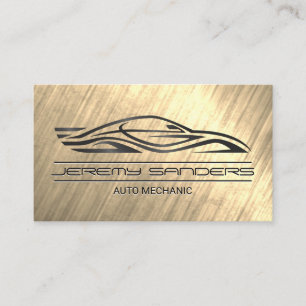 Tarjeta De Visita Logotipo gráfico del coche   Textura dorada