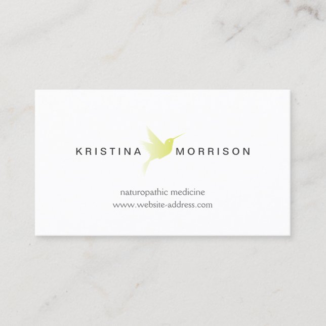 Tarjeta De Visita Logotipo Green Hummingbird Naturopaths, Healthcare (Anverso)
