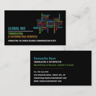 Tarjeta De Visita Logotipo Hello, traductor e intérprete