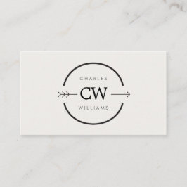 Tarjeta De Visita LOGOTIPO HIP & EDGY MONOGRAM con FLECHA en GRIS LU