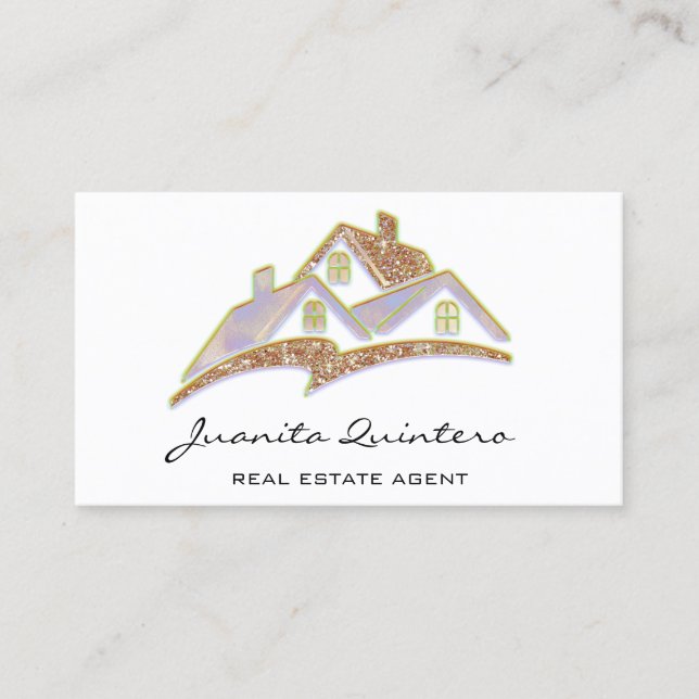 Tarjeta De Visita Logotipo House Real Estate Agent Profesional QRCod (Anverso)